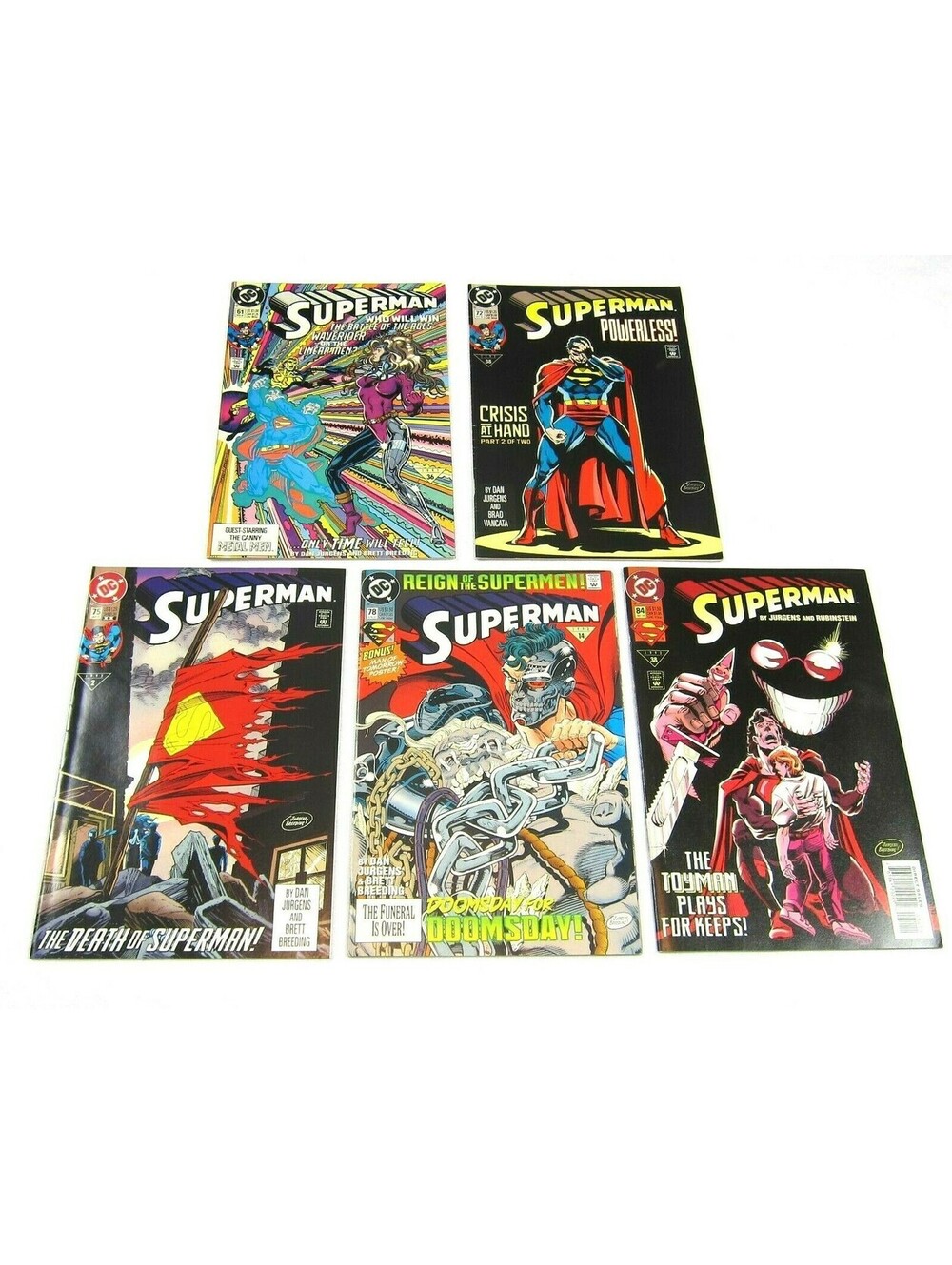 Lot 5 Vintage 1991-1993 Superman Comic Books 61, 72, 75, 78, & 84 DC Comics